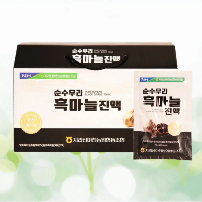 지리산마천농협 순수국산 제천 흑마늘진액 선물용포장 70ml 30포, 30개