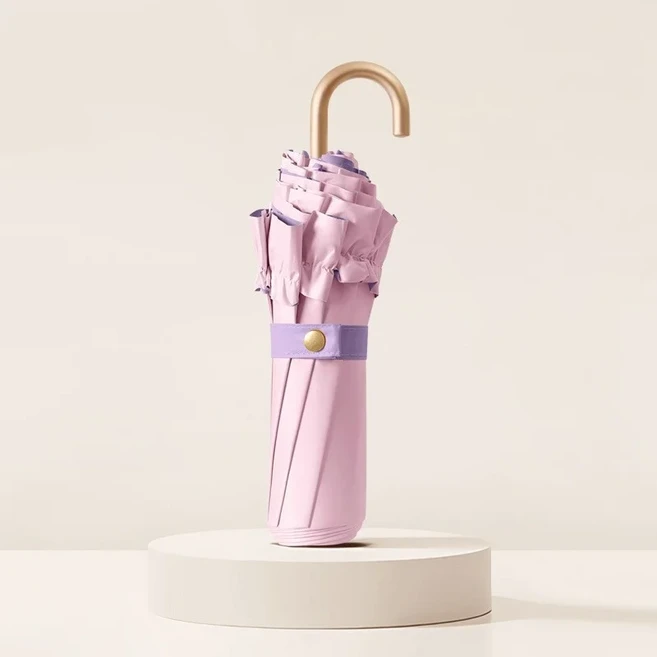 고가치 레이스 자외선 차단 휴대용 태양 우산 소형 이중 목적 접이식 순수 컬러, 양철, 8K, 01 Grape soda