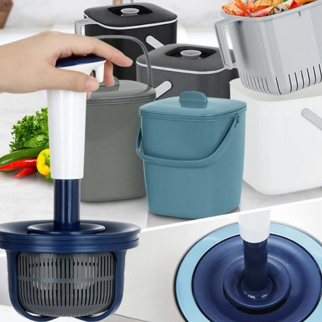 싱크볼 배수 음식물 주방 망 막힘방지 분리 탈수기 거름통 하수구, 음식물쓰레기통 그레이, 1개