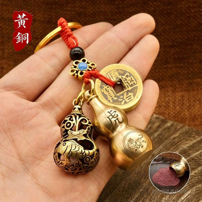 소형 삼재 꾸러미 엽전 행운 엽전꾸러미 팬던트 방울 조롱박 열쇠고리 표주박 열쇠 무당, 대호박각신기메모란+수송박+오제돈걸이줄 주사배송, 대형 호리병 각인 띠+전운 걸이