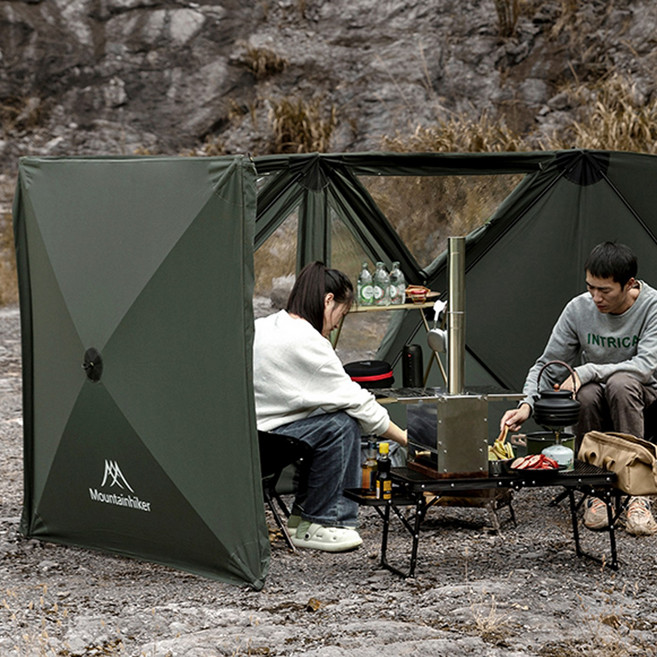 마운틴하이커 신형 윈드스크린 원터치 오토 바람막이 최신형 캠핑용품, 블랙 3단, 블랙