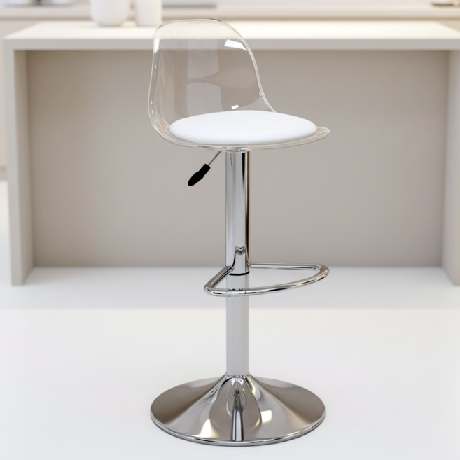 피피포피 투명 홈바의자 바체어 아일랜드식탁의자 높이조절 회전, 1개, 클리어