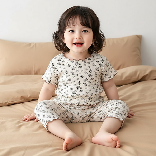 몽실이 잔꽃 골지 실내복