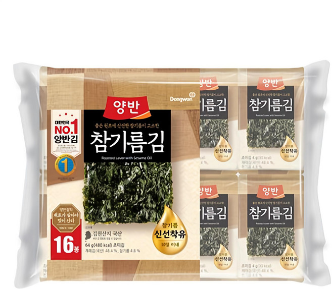 양반 참기름김, 4g, 16개