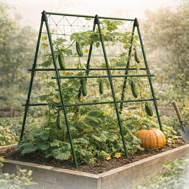 21세기트랜드 트리온 삼각 식물 지지대 오이 호박 넝쿨용 텃밭 가든 지주대, 직경 11mm, L1.2M x H1.6M, 1세트