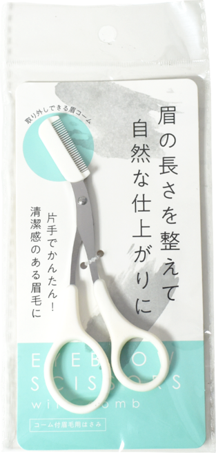 일본 빗달린 눈썹 다듬는 스텐 가위 13cm, 1개, 화이트