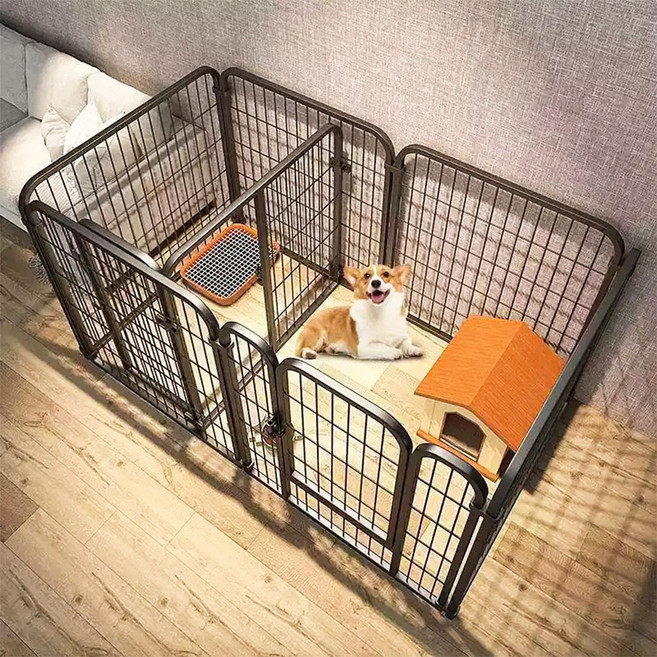 높이 강회 7P 대형 강아지 울타리 슈트 메탈 펜스 애완철장 3가지 사이즈, 1개, 블랙