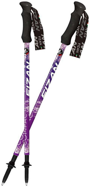 FIZAN 義大利製超輕三節式鋁合金登山杖, 紫藤花二入組, 1個