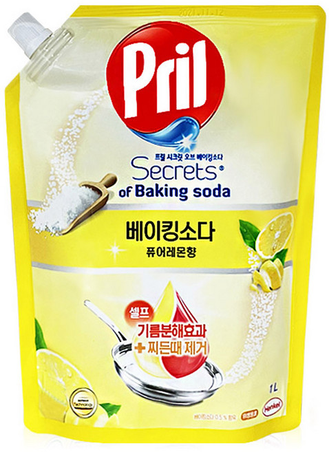프릴 시크릿 오브 베이킹소다 주방세제 퓨어레몬 향, 1L, 4개