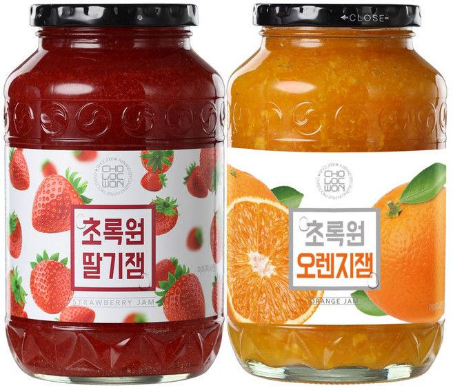 초록원 딸기잼 1kg+오렌지잼 1kg, 1kg, 2개