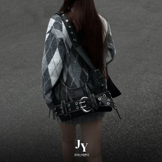 쪼예 Y2K 핫걸 빈티지 아일렛 벨트 포인트 미디움 숄더백