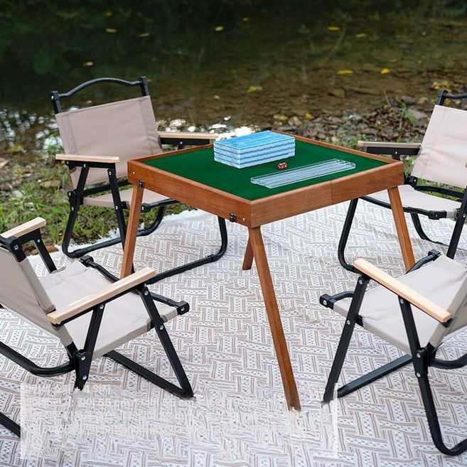 접이식 고스톱 테이블 휴대용 탁자 카드 타로 보드게임, 직각다리형 마작 블루 마작4 의자, 1개