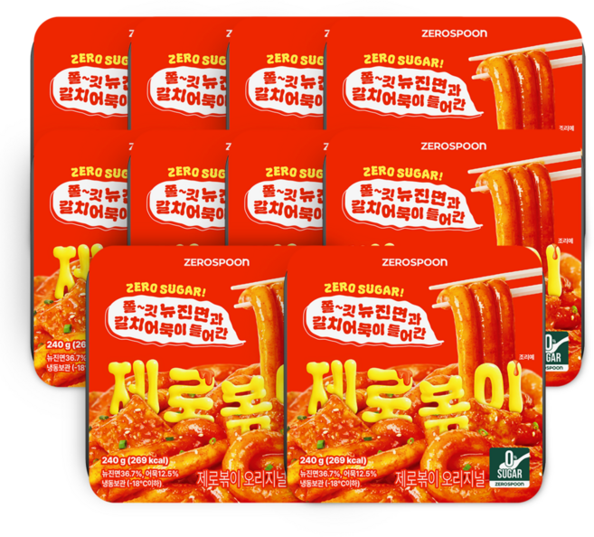 제로볶이 오리지널 무설탕 뉴진면 떡볶이, 10개, 240g