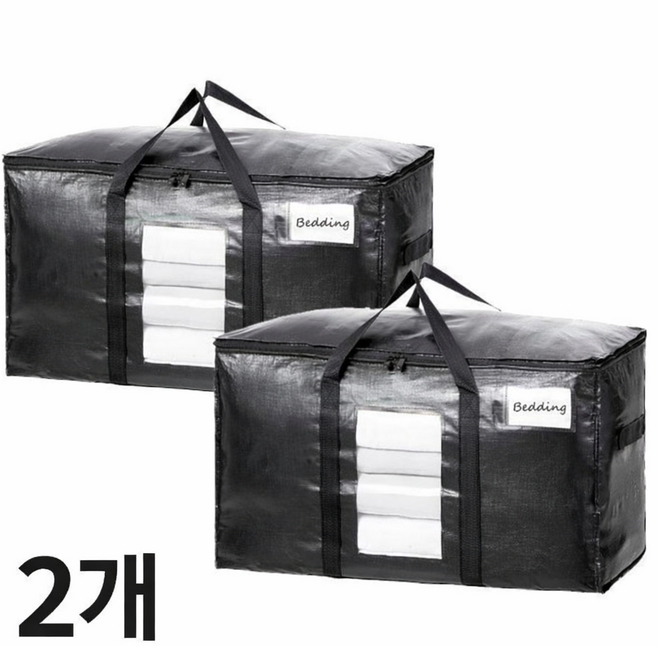이지몰 타포린 특대형 수납보관함 대용량 방수 수납가방 1+1, 블랙, 2개