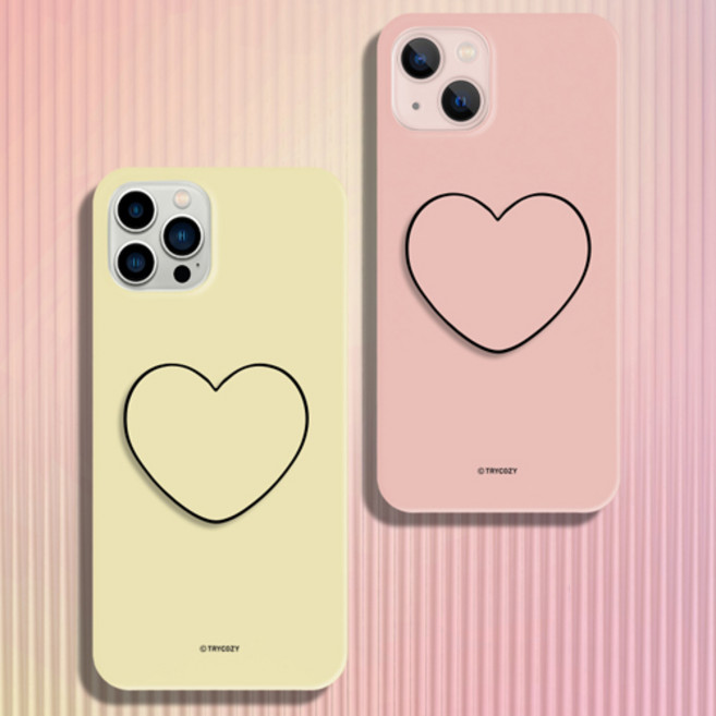 시안샵 TRY 솔리드 파스텔 하트 스마트톡 3D곡면하드케이스 아이폰13 12 11 MINI PRO MAX XR XSMAX XS 7 8 SE2 + 단선방지