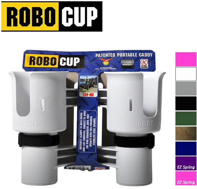 로보컵 홀더 2구로드홀더 ROBO CUP 컵홀더 보트 로드거치대 낚시대꽂이 피싱코리아, 화이트