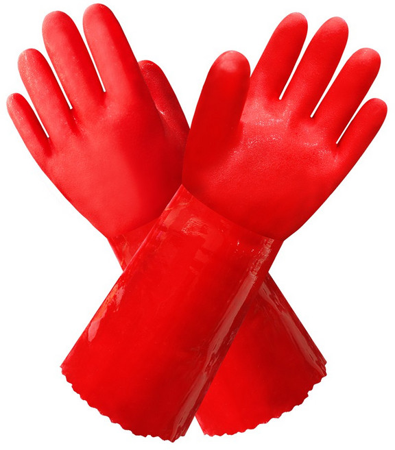 장갑이네 공업용 PVC 장갑 작업용 농업용 산업용 토시 내화학 내유 기름 방수 작업, 1개