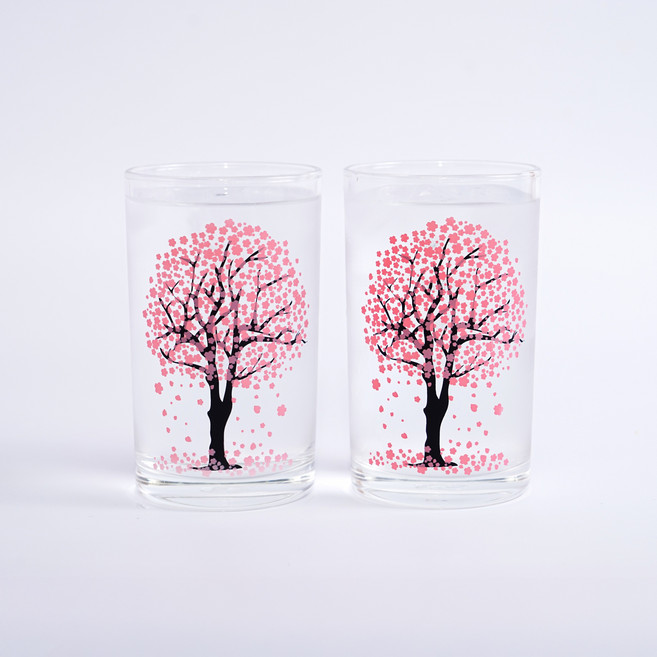 인생술잔 색이 변하는 벚꽃 맥주잔 240ml 세트, 2개