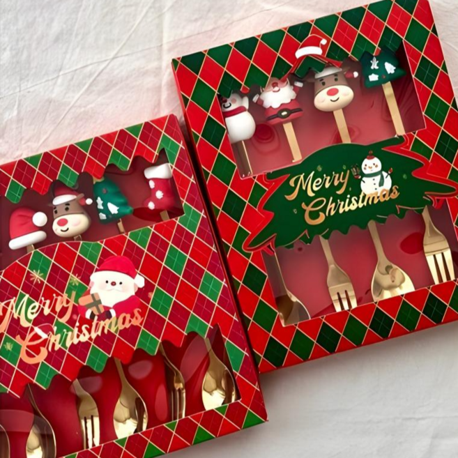 까사리꼬 크리스마스 커트러리 포크 티수푼 세트, 4P세트, 1개