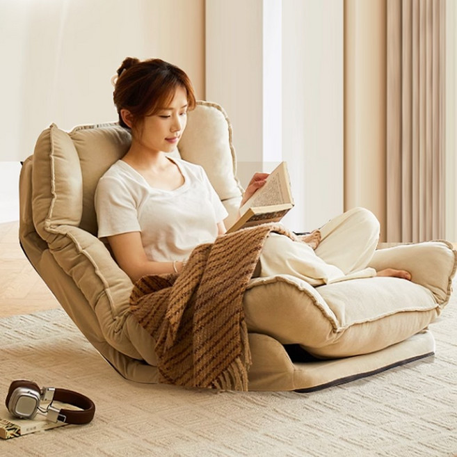 리클라이너 1인용 쇼파 6단 조절 등받이 안락 의자 분리식 침대겸 좌식의자, 1개, 베이지