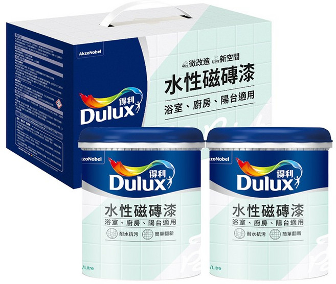Dulux 得利 A882 水性磁磚漆 浴室、廚房、陽台適用 2公升組, 迷月灰, 1套, 2L