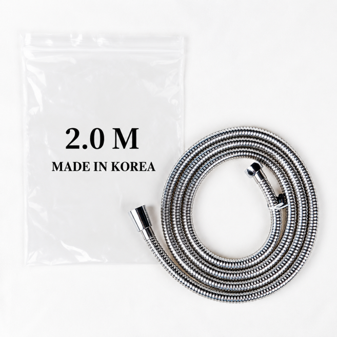 국산 KC인증 황동 메탈 샤워기호스 샤워기줄 욕실호스 메탈호스 샤워기교체 스텐샤워호스 욕실샤워줄, 실버, 2m