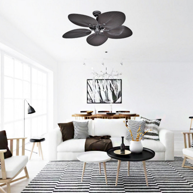 로맨티크 실링팬 블랙 52인치 리모컨 6단풍속 저소음 양방향 회전 자연풍