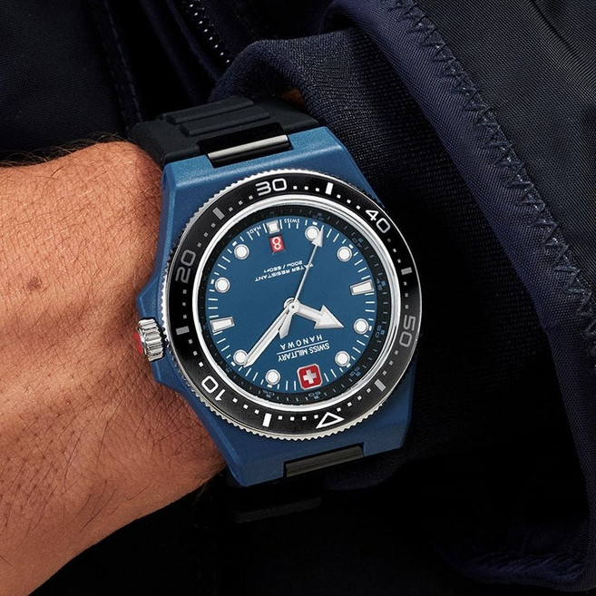 스위스 밀리터리 하노와 남성 우레탄 다이버시계 SMWGN0001184