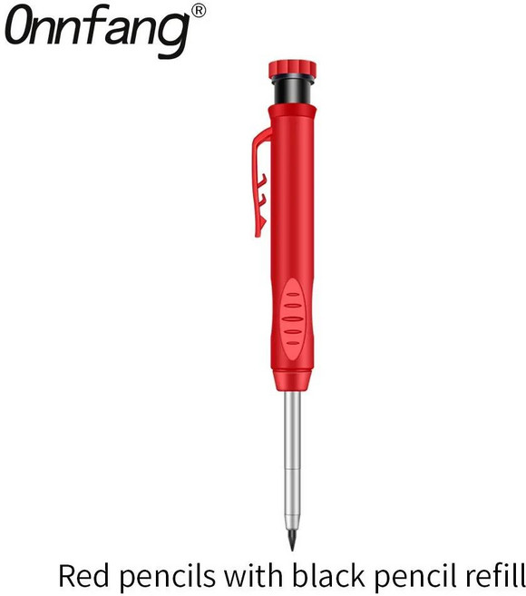깊은 구멍 마킹 연필 단단한 목수 연필 스크라이버 리필 목수 스크라이버 2.8mm 기계식 연필 목공 도구, Red pencil 03, 1개