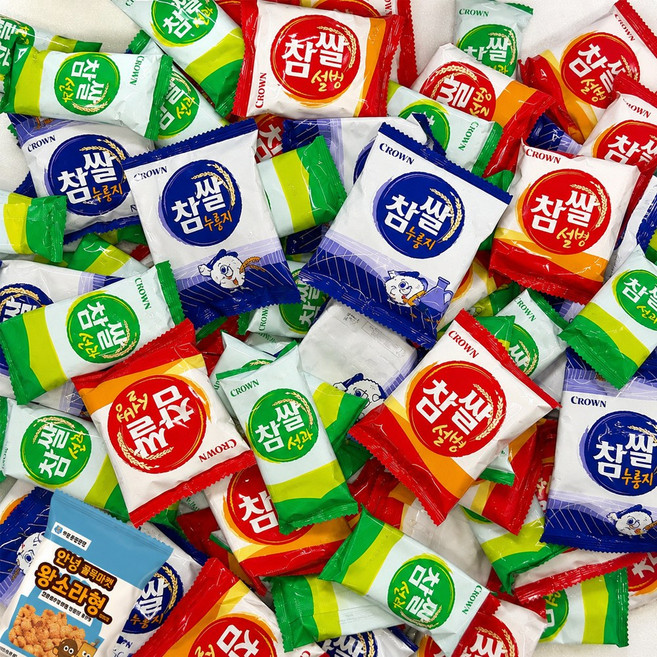 크라운 참쌀 세트 ( 선과 + 설병 + 누룽지 ) 98개입 + 소라과자, 9g, 98개