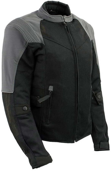 Milwaukee Leather Women’s Classic Textile Crossover Motorcycle Jacket - 1300D Nylon Vented All-S, Large, Mpl22700-blk/Grey