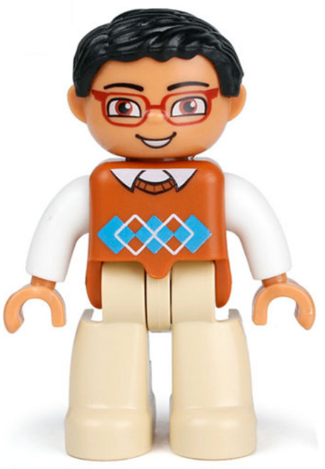 듀플로 호환 사람 피규어 큰 블럭 피규어 모음, 16. 안경 아빠, 1개