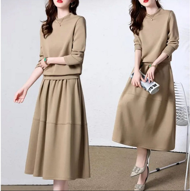 쩐쿠 겨울 여성 라운드넥 스커트 상하세트 8733