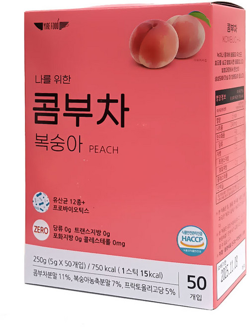 이레 콤부차 복숭아 50T/프로바이오틱스 아이스티, 1개, 50개입, 250g, 5g