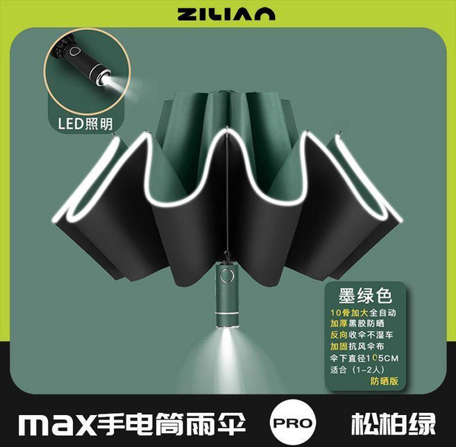 全自動反向摺疊傘 加固抗強風 曜石黑