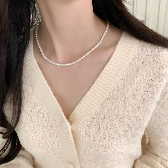 블루씨티 스왈 크리스탈 화이트 오스트리아 스왈 진주 목걸이