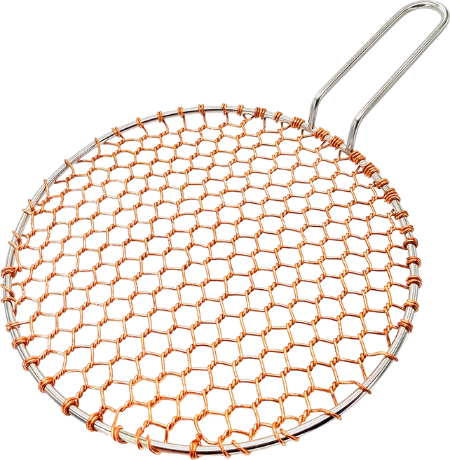 자이락 캠핑용 주방용 광양 동 망 손잡이석쇠 원형, 1개