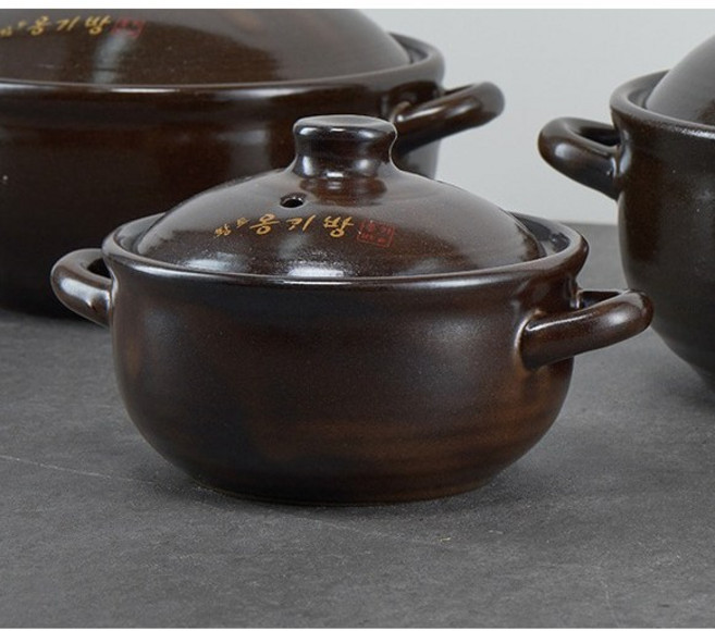 국산 황토 옹기방 내열 뚝배기 냄비 (찜기) 안깨지는 튼튼한 손잡이 뚜껑 뚝배기, 1개, 1cm