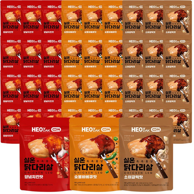 허닭ON 바로먹는 실온보관 닭다리살 3종 혼합, 39개, 120g