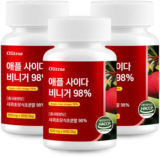 애플 사이다 비니거 사과초모식초 98%, 3개, 60정