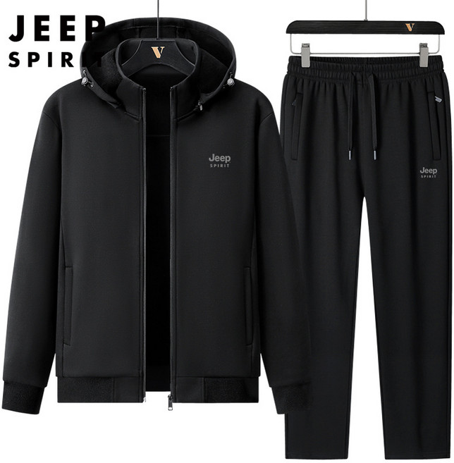JEEP SPIRIT 지프 스피릿 남자 겨울 집업 후드 기모안감 상하의세트 트레이닝 JP6905+양말