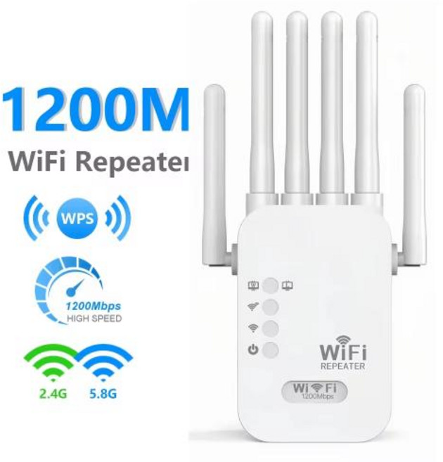 휴대용 LTE 라우터 유무선 와이파이 공유기 WIFI6 기가비트 무선 리피터 듀얼 밴드 2.4/5Ghz 신호 4 고이득 안테나 장거리 AX3000 Gigabit Wireless R, 4) 1200M - 미국 플러그, 1개