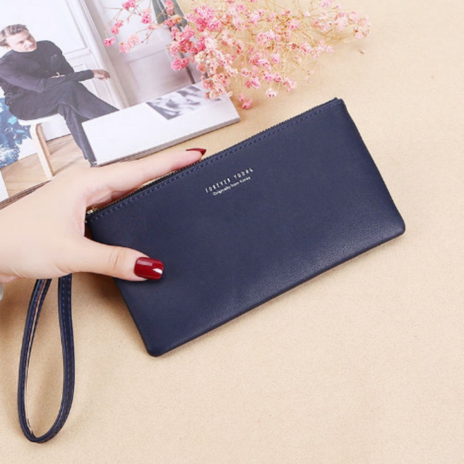여성클러치지갑 심플가죽 손목스트랩 파우치 핸드폰 통장수납