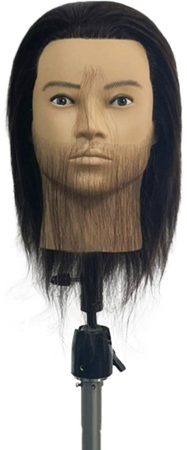 {초이스}연습용 국가고시용 남자통가발 이용사 수염 있음, 1개, M11A1012BL(수염있음)