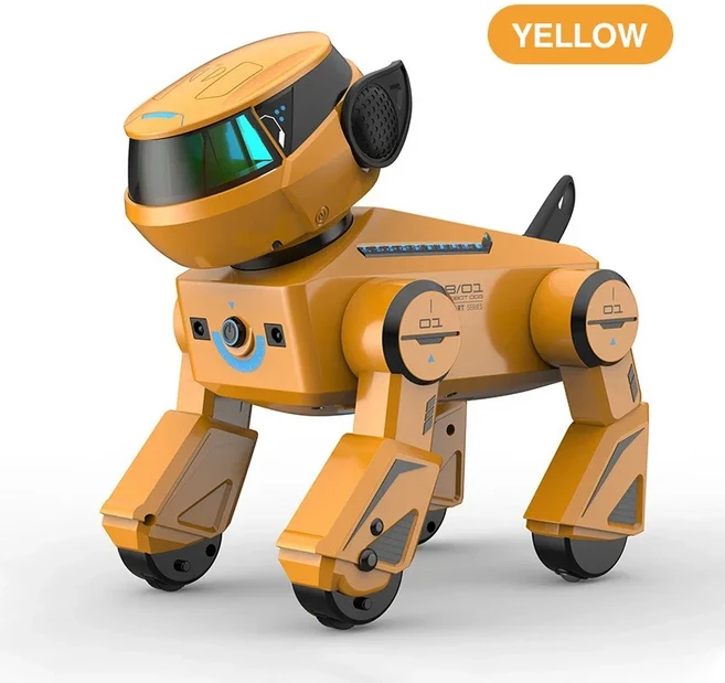 쿠쿠스토어 원격 제어 로봇 개 프로그래밍 가능한 스마트 인터랙티브 애완동물 블루투스 음악 춤추는 장난, 02 orange