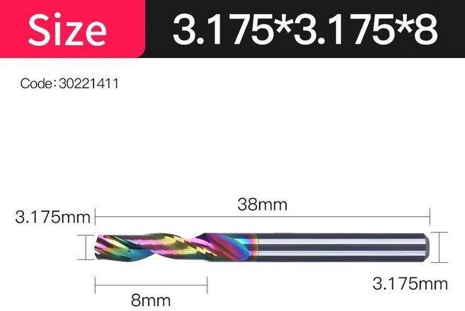 나선형 라우터 비트 코팅 단일 플루트 초경 엔드 밀 알루미늄 밀링 커터, [11] 3.175X3.175X8, 1개