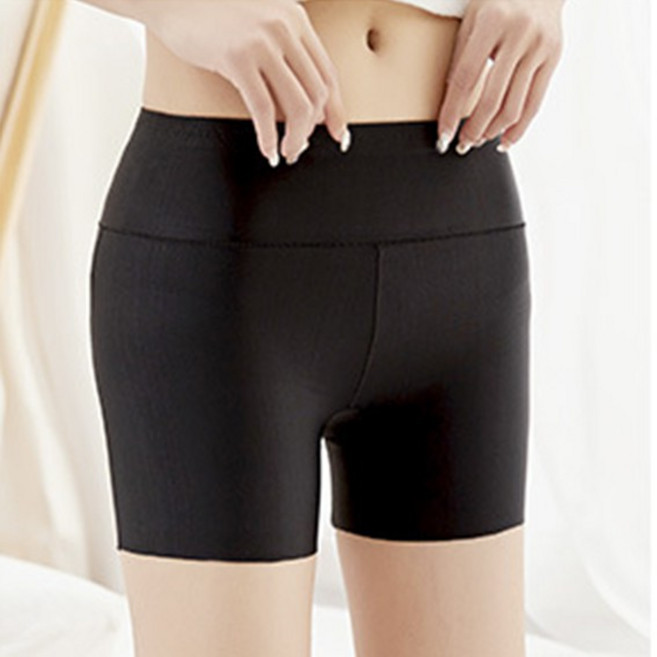 冰絲安全褲 防止摩擦透氣舒適 高腰無痕內搭褲 加大碼女生四角褲, 黑色