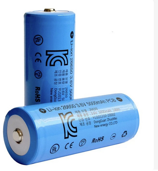 리튬이온 26650 배터리 충전지 3.6V 5000mAh KC인증 보호회로 적용, 1개, 1개입