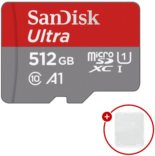 샌디스크 마이크로SD카드 Ultra A1 울트라 SDSQUA + SD카드 케이스, 1개, 512GB