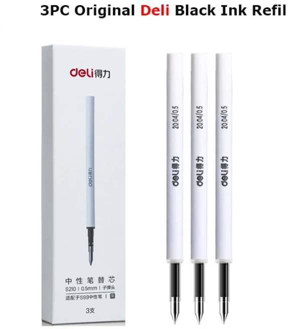 Deli Nusign 금속 젤 펜 세트 사인펜 롤러볼 PREMEC 스위스 리필 사무실 학교 용품 0.5MM, 10 3Deli Black Refill